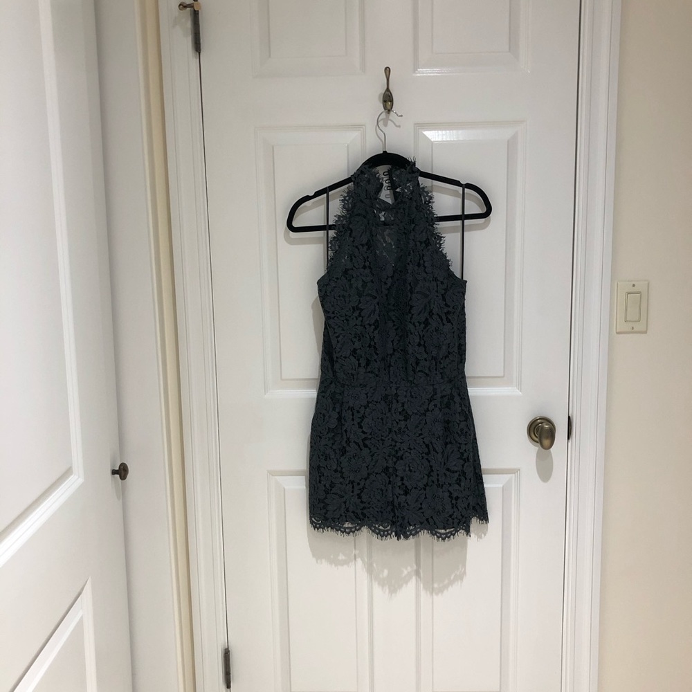 Lace charcoal gray romper